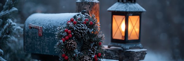 Zima, Wienic, Lampion, Pocztowa, Skrzynka