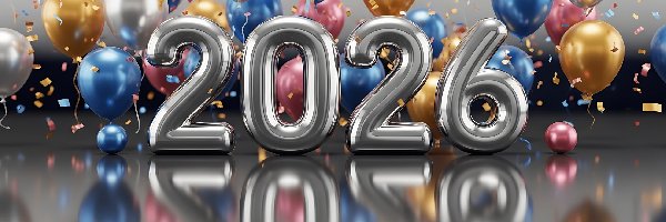 2026, Grafika AI, Balony, Nowy Rok