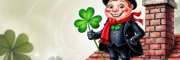 Kominiarz, Dach, Komin, Grafika, Koniczyna