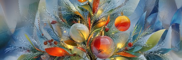 Boże Narodzenie, Grafika AI, Choinka, Bombki