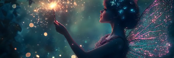 Ognie, Skrzydła, Sztuczne, Fantasy, Wróżka, Czarodziejka