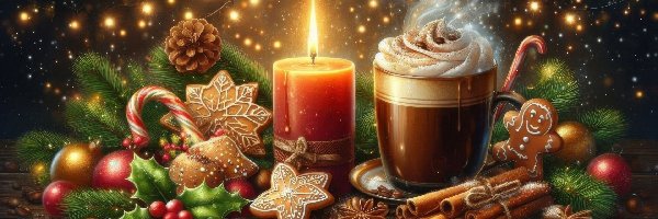 Świąteczne, Kawa, Kubek, Pierniczki, Świeca