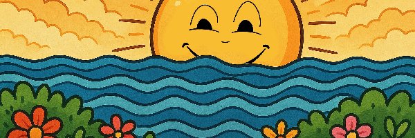 Grafika, Kwiaty, Słońce