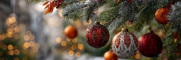 Grafika, Choinka, Święta, AI, Bombki, Boże Narodzenie