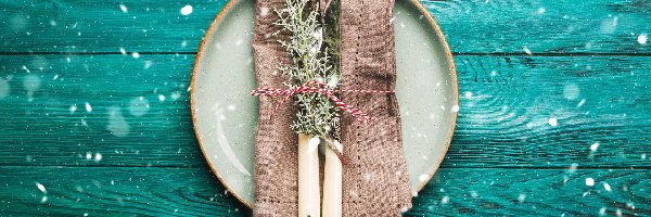 Nóż, Gałązki, Widelec, Talerz, Sztućce