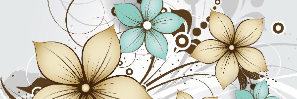 Seledynowe, 2D, Kwiaty, Żółte