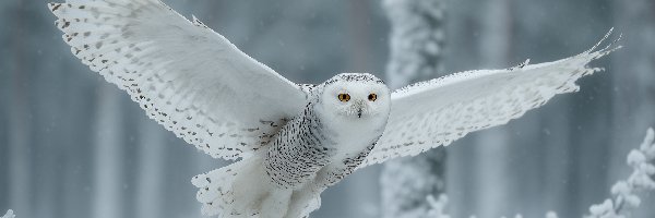 Sowa śnieżna, Grafika AI, Zima, Biała