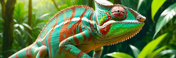 Liście, Kameleon, Zielony