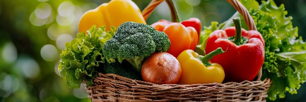 Sałata, Brokuł, Papryka, Grafika AI, Warzywa, Koszyk