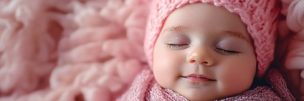 Czapka, Niemowlę, Różowa, Szal, Dziecko, Śpiące