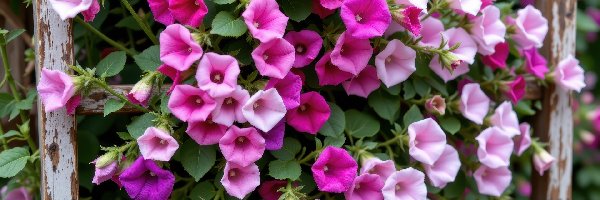 Fioletowe, Powój, Kwiaty, Różowe