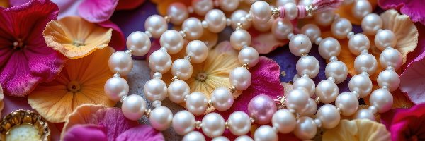 Kolorowe, Płatki, Kwiaty, Perły, Korale