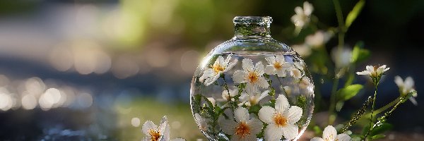 Wazonik, Grafika AI, Kwiaty, Szklany