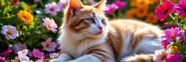 Kwiaty, Rudo-biały, Kot