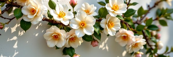 Gałązki, Grafika AI, Ściana, Kwiaty