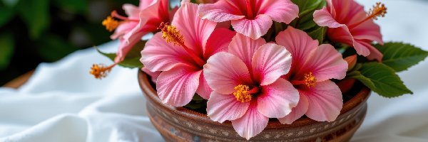 Hibiskus, Kwiaty, Różowe