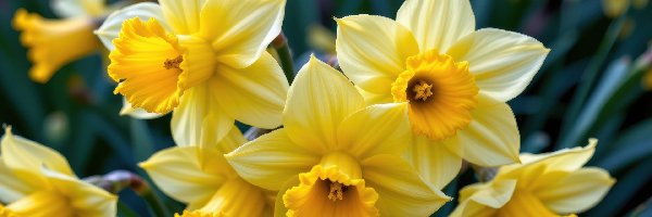 Zbliżenie, Narcyzy żonkile, Kwiaty