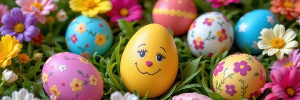 Trawa, Śmieszne, Jajko, Kwiaty, Pisanki, Wielkanoc