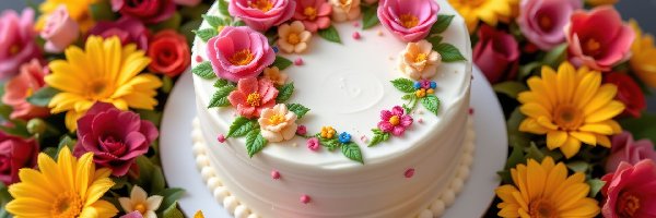 Kwiaty, Lukier, Ciasto