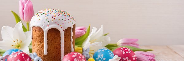 Porcelanowe, Wielkanoc, Króliczki, Babka, Deski, Posypka, Pisanki, Kwiaty, Kolorowe, Lukrowana, Kurczaczki