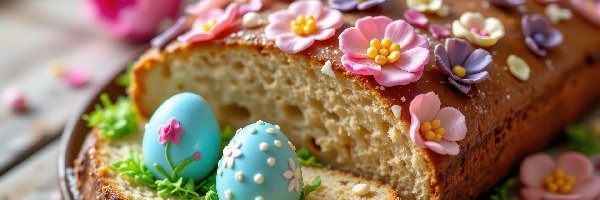 Wielkanoc, Jajka, Pisanki, Kolorowe, Chleb, Kwiaty, Cukrowe