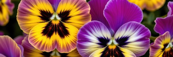 Zbliżenie, Żółto-fioletowe, Bratki