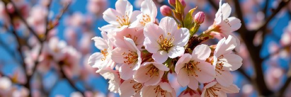 Drzewo owocowe, Grafika AI, Niebo, Kwitnące