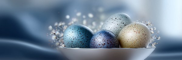 Kwiatki, Miska, Białe, Grafika AI, Pisanki, Wielkanoc