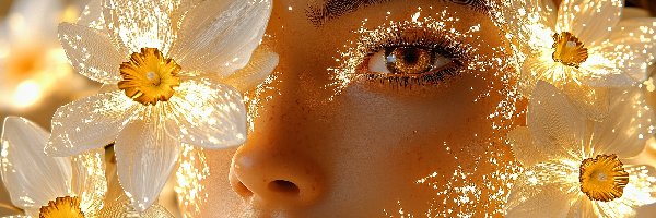 Kobieta, Oko, Twarz, Grafika AI, Narcyzy