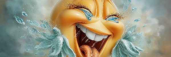 Rozbawiony, Grafika AI, Śmieszne, Emotek