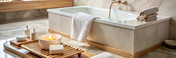 Łazienka, Ręczniki, Świeca, Wanna