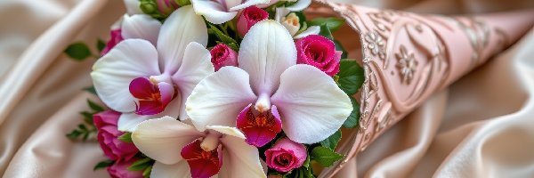 Róże, Materiał, Rożek, Storczyki