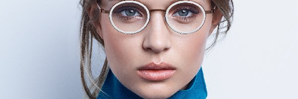 Okulary, Golf, Niebieski, Kobieta