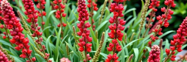 Smukłe, Liście, Kwiaty, Czerwone