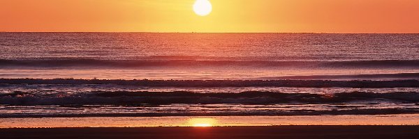 Zachód Słońca, Fale, Plaża