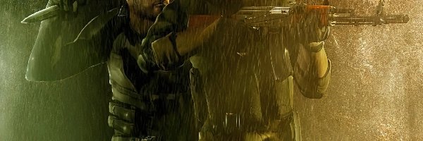 Splinter Cell, nóż, mężczyzna, deszcz, broń