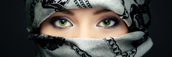 Zielone, Chusta, Oczy, Kobieta