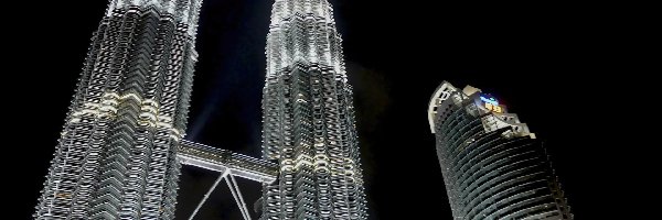 Kuala Lumpur, Petronas Towers, Noc, Malezja