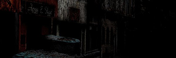 Silent Hill, ciemno, budynki, krew, pickup