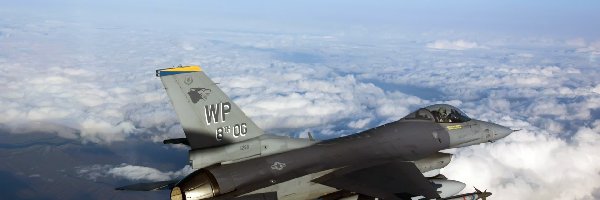F-16, Lot, Chmury, Myśliwiec