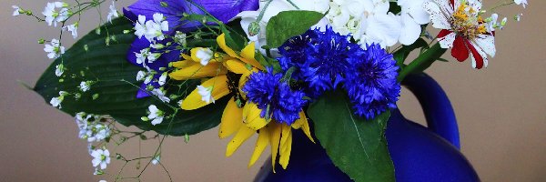 Flakon, Kwiaty, Kolorowe, Niebieski