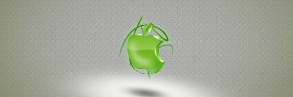 Logo, Zielone, 3D, Apple