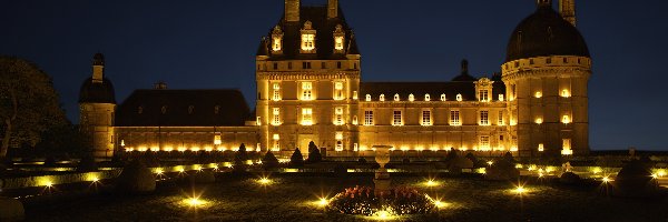 Chateau De Valencay, Noc, Francja, Zamek