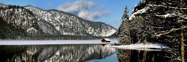 Jezioro, Austria, Domek, Góry